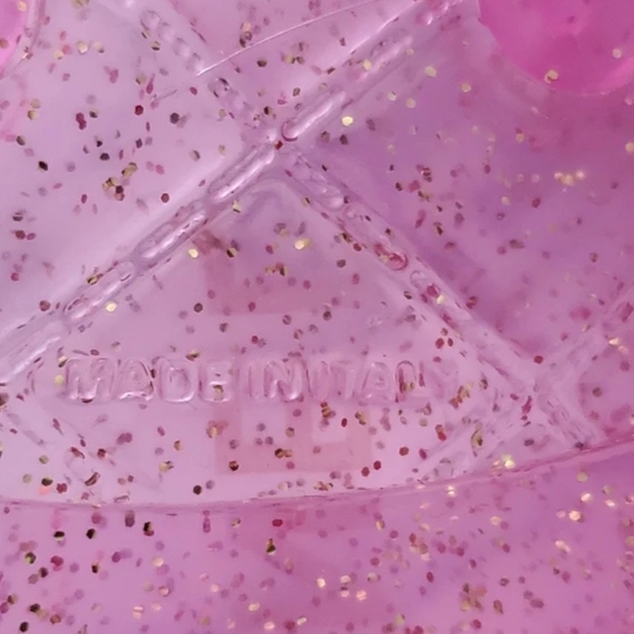 Pink Glitter Jelly Sandals with Flower Accent - Picture 4 of 6